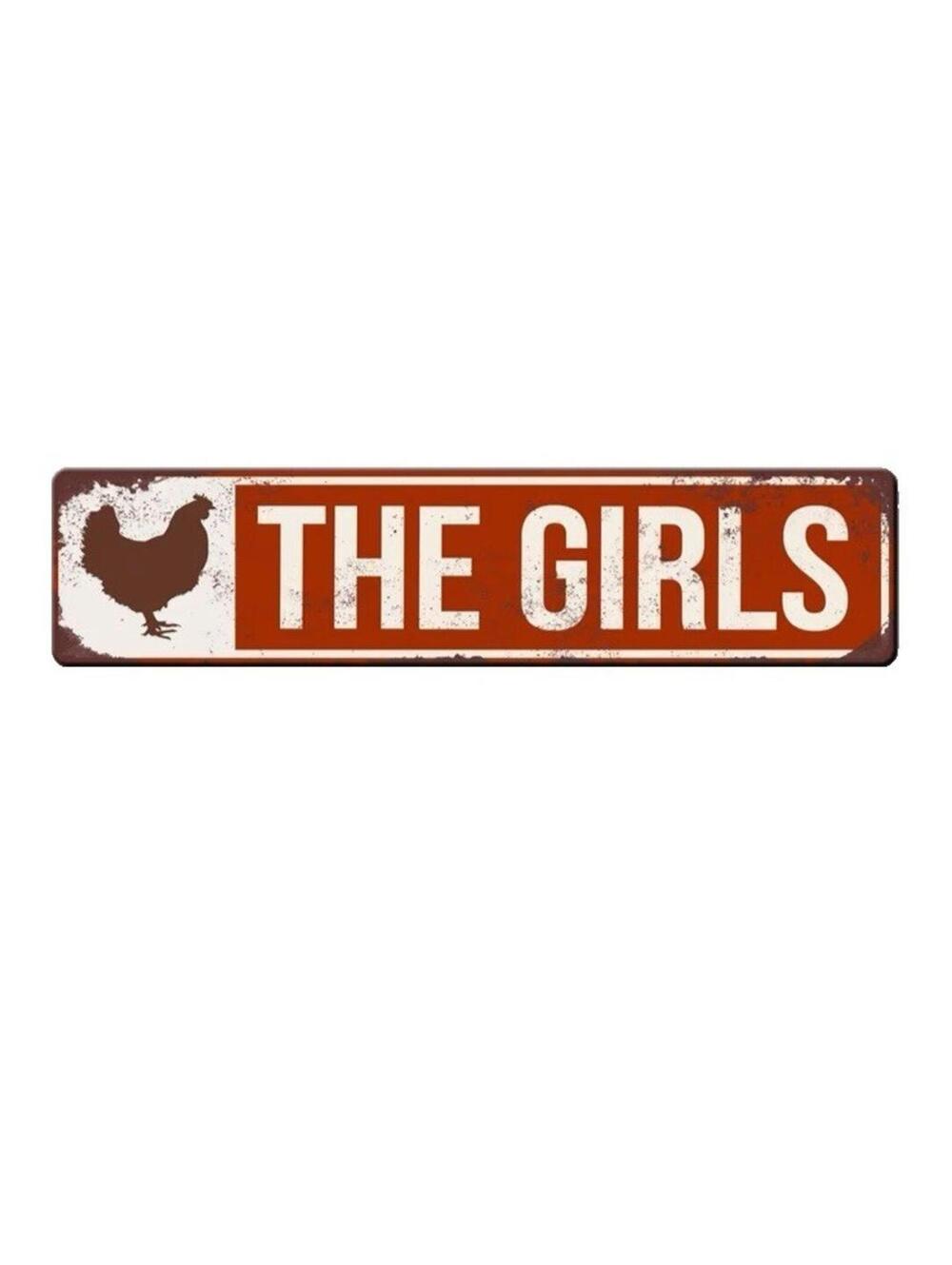 Rustic Chicken Coop Sign "THE GIRLS" Farm Decor Hen Silhouette Wood Board Decor